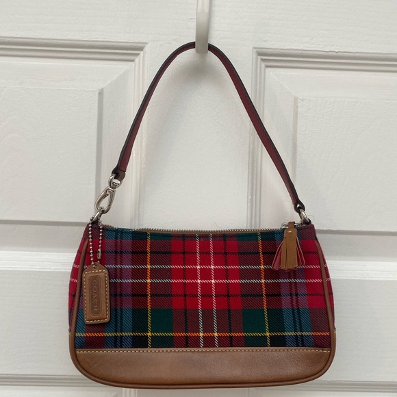 Coach Handbags - Coach Tartan Plaid Mini Shoulder Bag with Brown Leather Trim